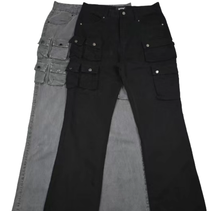 高街碳磨水洗多口袋工装长裤 宽松直筒cleanfit微喇重磅休闲裤男,男装,休闲裤,淘宝优惠券,粉丝福利购,淘宝优惠卷