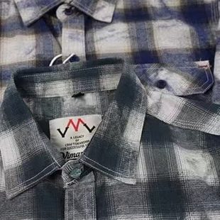 衬衣情侣百搭单外套 做旧长袖 经典 暗花格纹Vintage翻领校园风美式