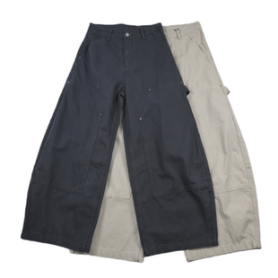 复古宽松长裤 洗水全棉美式 弯刀直筒裤 伐木双膝加固立体剪裁工装