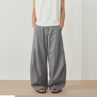 商务长裤 垂感重磅夏季 挺括宽松直筒阔腿拖地裤 日系褶皱弯刀西裤