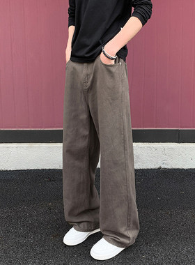 隐哲穿搭GK25834秋季纯棉水洗复古男生大码宽松百搭休闲直筒长裤