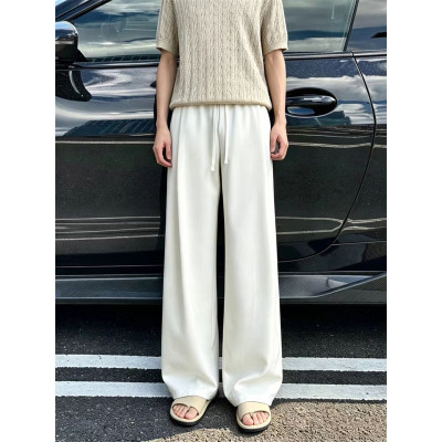 白色cleanfit微喇西裤男款秋季美式垂坠感裤子直筒宽松阔腿休闲裤