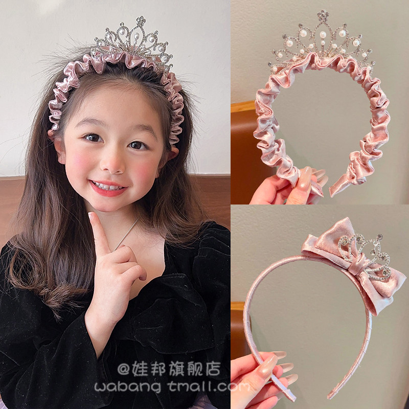 粉色皇冠发箍头饰公主蝴蝶结发卡2026新款女童生日头箍儿童发饰女