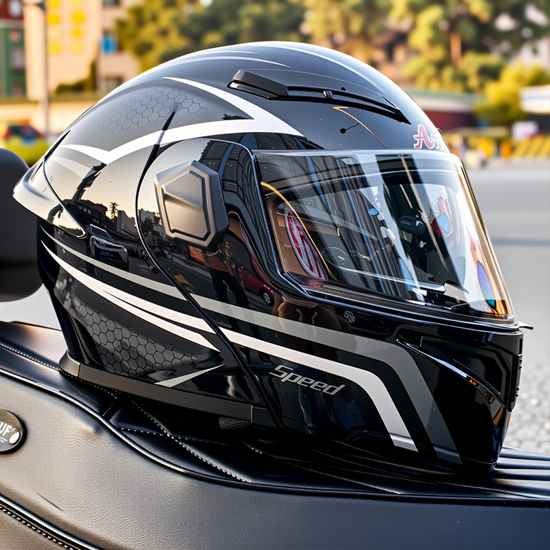 3C认证揭面盔摩托车头盔男女士四季通用冬季保暖安全帽电动车全盔