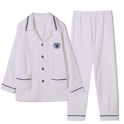 冬季套装珊瑚绒睡衣加厚保暖男士