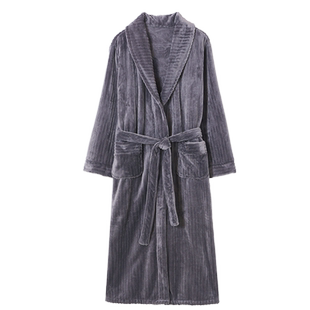 秋冬款加厚珊瑚绒浴袍男款冬季睡衣法兰绒睡袍大码晨袍加绒家居服