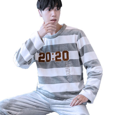 男士家居服套装珊瑚绒睡衣