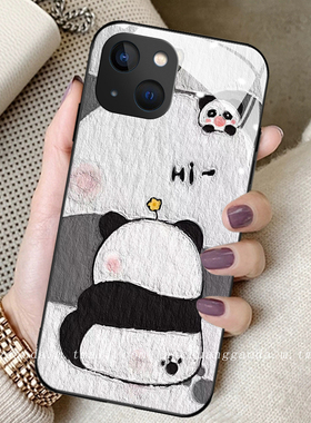 油画熊猫背影适用opporeno10手机壳reno9女reno8proplus新款reno7se钢化玻璃reno6/5/4/3全包防摔保护套简约