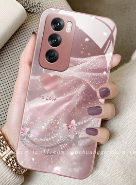流沙蝴蝶爱心适用opporeno14手机壳reno13pro女reno12新款reno11液态玻璃reno10/9/8全包防摔reno6保护套7se