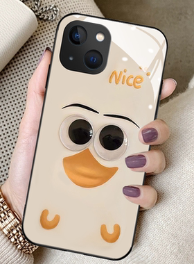 呆萌大眼鸭适用opporeno8手机壳reno7女reno6proplus新款reno5钢化玻璃4se高端reno3全包防摔保护套r17可爱
