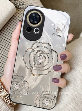 渐变山茶花适用华为nova13手机壳nova12o女8se新款hinova11液态玻璃7pro高端nova9防摔全包nova10保护套简约