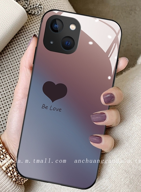 暗夜紫爱心适用苹果14手机壳iphone13promax女12新款11钢化玻璃xs保护套17防摔mini全包8plus高端15简约16e