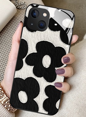 油画花朵适用苹果13手机壳iphone12promax少女16新款xs钢化玻璃xr保护套16/17防摔mini全包14高端15日韩简约