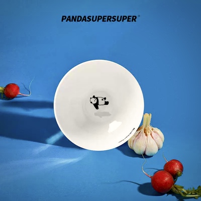 Pandasupersuper漂浮熊猫陶瓷餐碗4.75寸潘粤明pss潮流艺术碗
