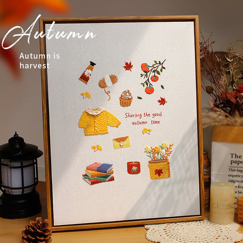 布丁多多春夏秋冬刺绣手工diy材料包相框画家居摆件送朋友礼物