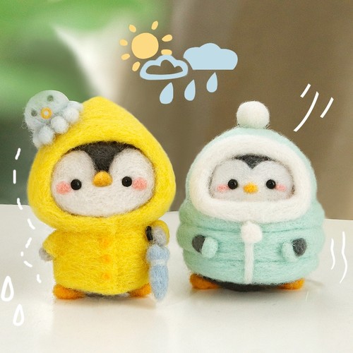手工diy小企鹅羊毛毡戳戳乐