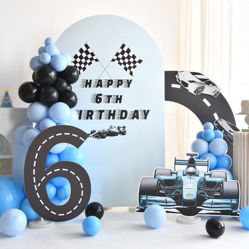 赛车主题背景板KT板定制男孩生日