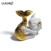 欧式 LLADRO雅致 烂漫苏醒小美人鱼瓷偶 家居饰品摆件出生礼品
