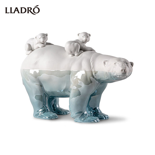 LLADRO雅致 白犀渐变雕塑 办公室客厅装饰品玄关大堂摆件开业礼物