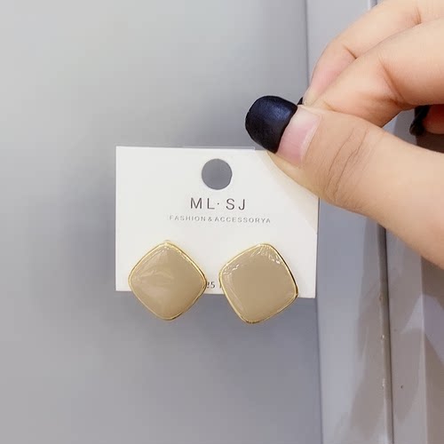 MLSJ滴油方块耳环气质百搭简约耳钉女网红高级感耳饰潮饰品