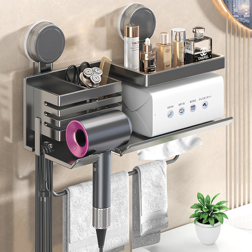 吸盘吹风机支架卫生间置物架免打孔收纳电吹风挂架吹风筒浴室架子