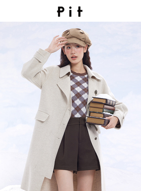 【昕怡粉丝专享】pit复古拼色圆领毛针织衫女秋冬新款设计感