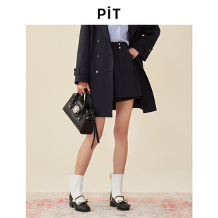 PIT复古设计感高腰显瘦a字短裙裤女