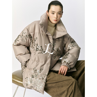 中式重工刺绣羽绒外套