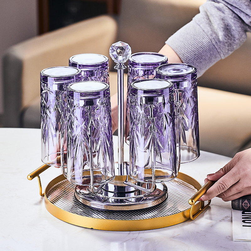 高档进口水晶水杯早餐杯加厚茶杯