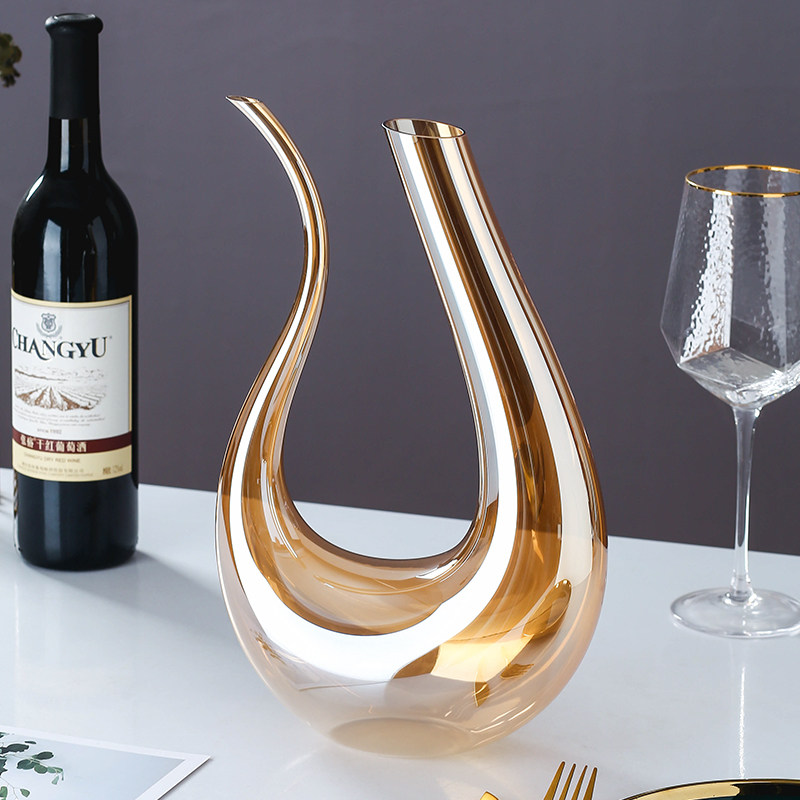 红酒u型快速醒酒器家用水晶玻璃创意分酒器u型葡萄酒醒酒神器酒具