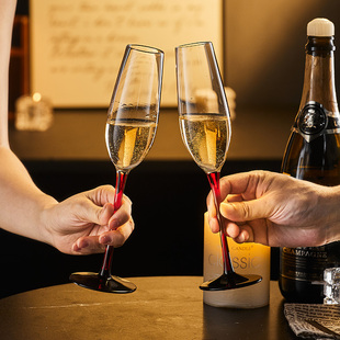 水晶香槟酒杯甜酒杯高脚杯气泡酒杯鸡尾酒杯两只礼盒套装 轻奢欧式
