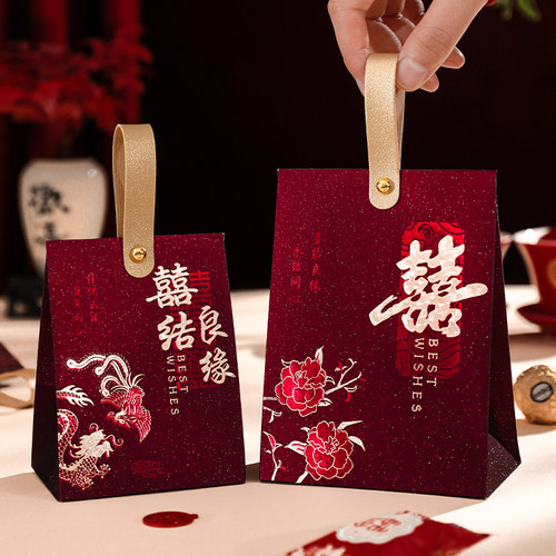 结婚喜糖盒高级感手提伴手礼