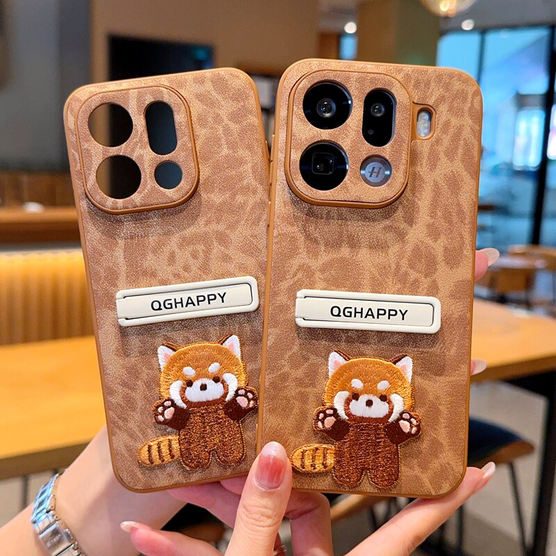 适用OPPOFindX9手机壳全包豹纹OPPOFindX9pro保护套新款白色支架高级感刺绣猫保护壳