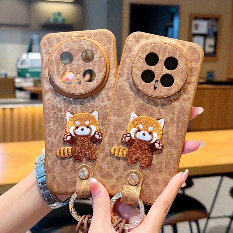 适用荣耀Magic8手机壳全包豹纹荣耀Magic8pro保护套新款白色支架高级感刺绣猫保护壳手提女款