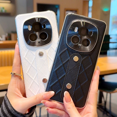 适用荣耀Magic6手机壳轻奢个性质感菱格双色荣耀Magic6Pro保护套高档小红书同款Magic6至臻版电镀银色边