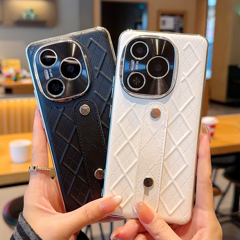 适用荣耀Power手机壳轻奢个性质感菱格双色荣耀GTpro保护套高档小红书同款潮流简约电镀银色边