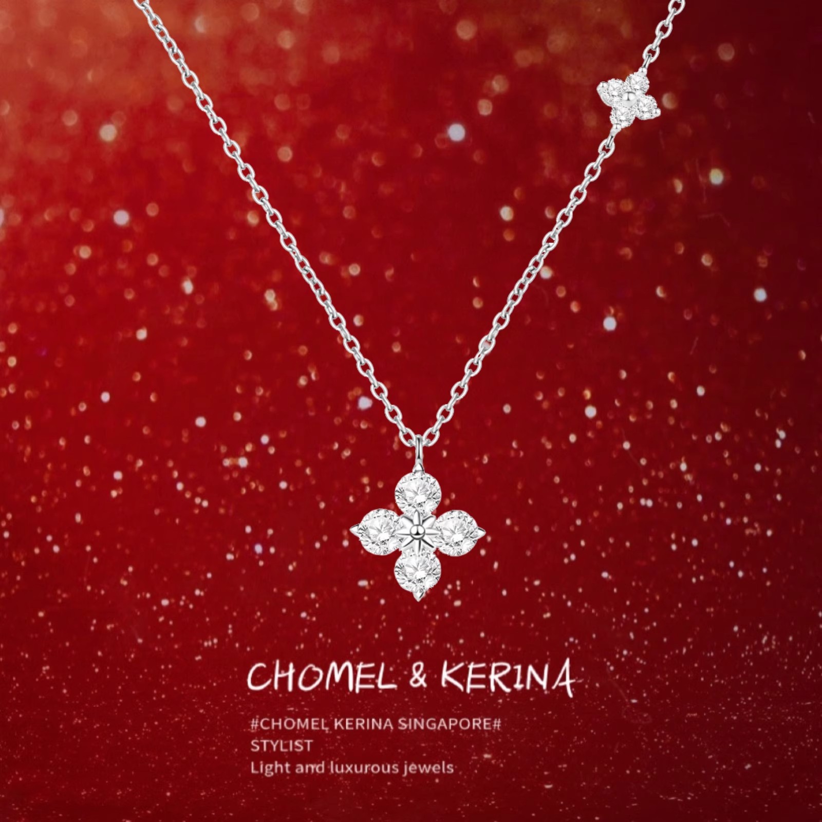 S925纯银双生四叶草项链轻奢小众设计高级感锁骨链送女友生日礼物