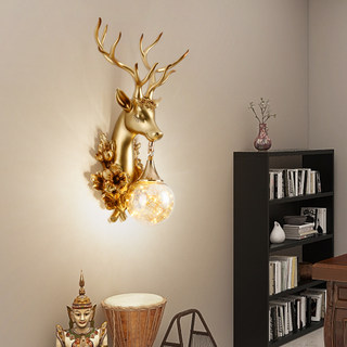 美式鹿头壁灯创意客厅卧室背景墙个性北欧楼梯玄关过道装饰鹿角灯