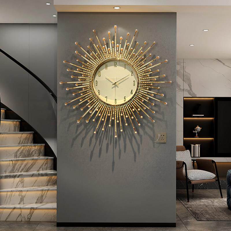 2025新款轻奢艺术太阳挂钟客厅饭厅现代装饰钟表大气高级时钟挂墙