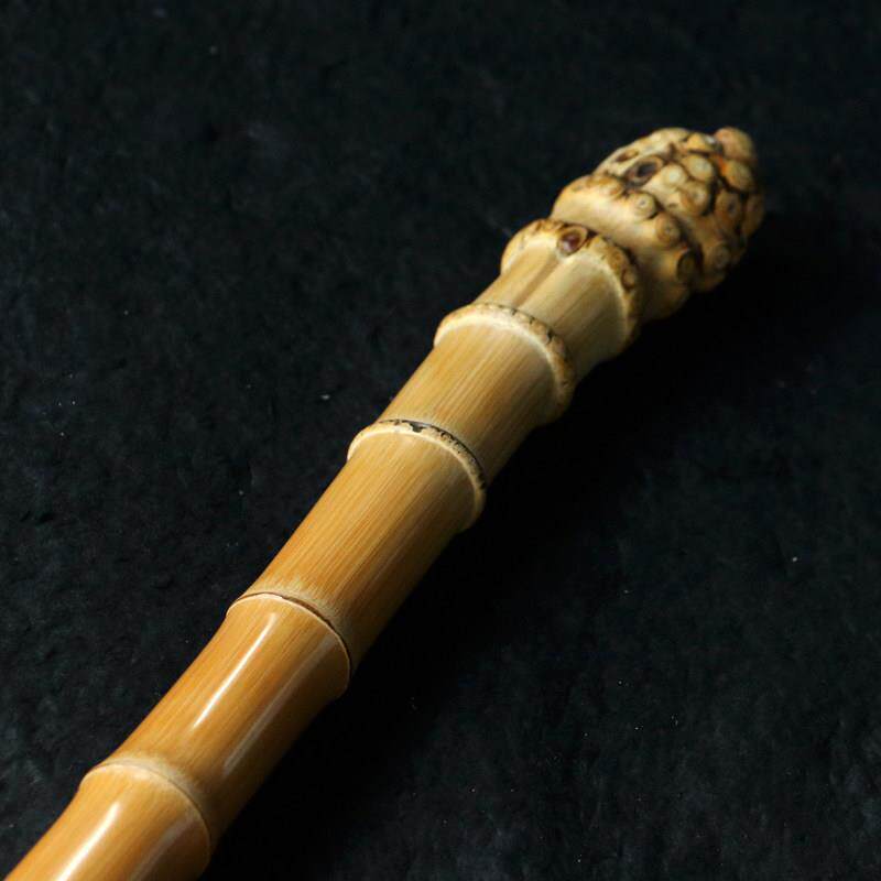 一物一拍精品纯手工精磨天然满钉实心老竹根玉竹手杖文玩竹制拐杖