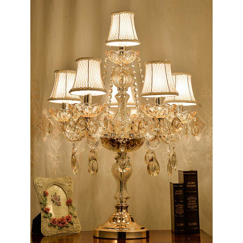 欧式水晶台灯，豪华卧室床头灯，大气创意玻璃婚纱房装饰，客厅高