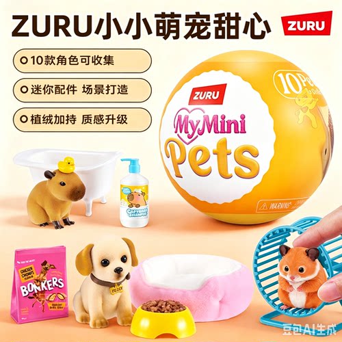 ZURU MY MINI小小萌宠甜心迷你宠物动物球摆件宝宝球微缩玩具盲盒