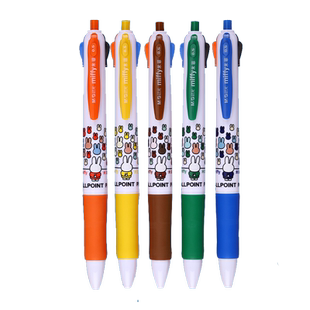 晨光彩色圆珠笔多色合一按动原子笔四色笔做笔记专用标记划线高颜值儿童多色笔十色油笔卡通可爱多颜色一体笔