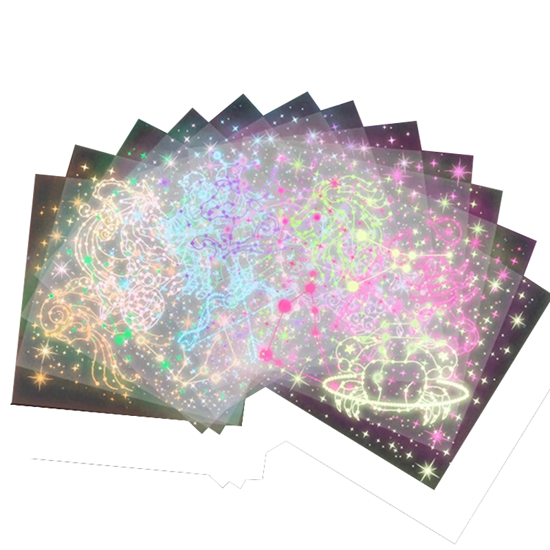 夜光折紙透明雙面專用紙正方形大號學生疊千紙鶴閃光紙卡紙星空12星座夜光紙材料折紙彩色手工幼兒園熒光折紙