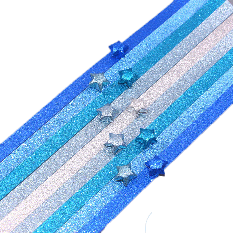 闪钻星星条折纸条彩色幸运星好折叠五角星许愿瓶夜光闪光纸送男女朋友520礼物幼儿园手工材料叠小星星专用纸