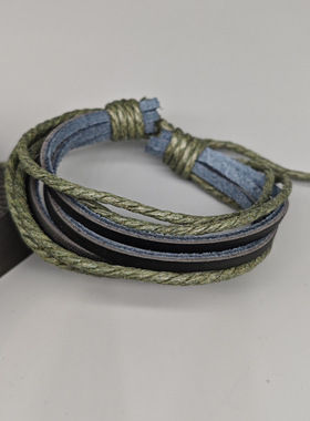 跨境可调配饰个性手工编织多层皮革手链简约百搭男女学生手饰手绳