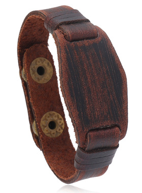 欧美复古饰品真皮手链朋克手环跨境编织男士牛皮手链