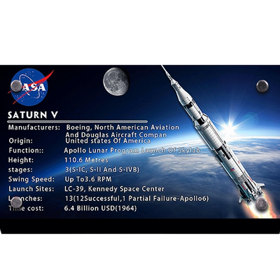 LYB乐一百适用乐高21309阿波罗土星五号火箭亚克力铭牌92176铭牌