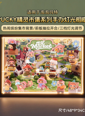乐一百适用泡泡玛特PUCKY毕奇精灵市集手办盲盒收纳相框展示盒