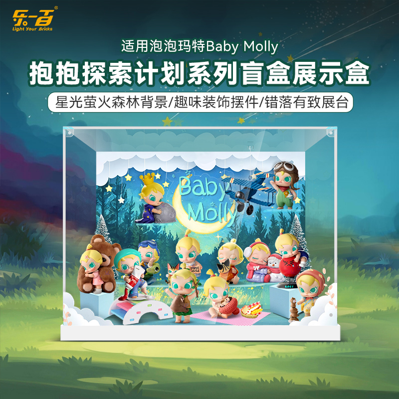 LYB乐一百适用BabyMolly抱抱探索计划系列手办挂墙相框场景展示盒
